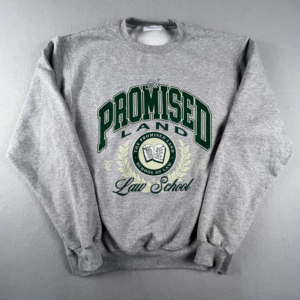 The Promised Land Law School Sweatshirt Mens M Gray Crewneck Fleece‎ Champion